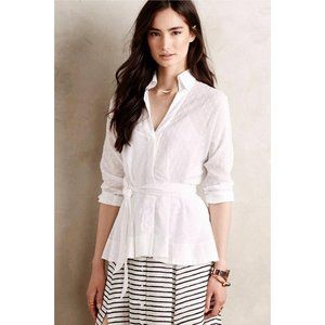 Beautiful White Tie Waist Anthropologie Peplum Top